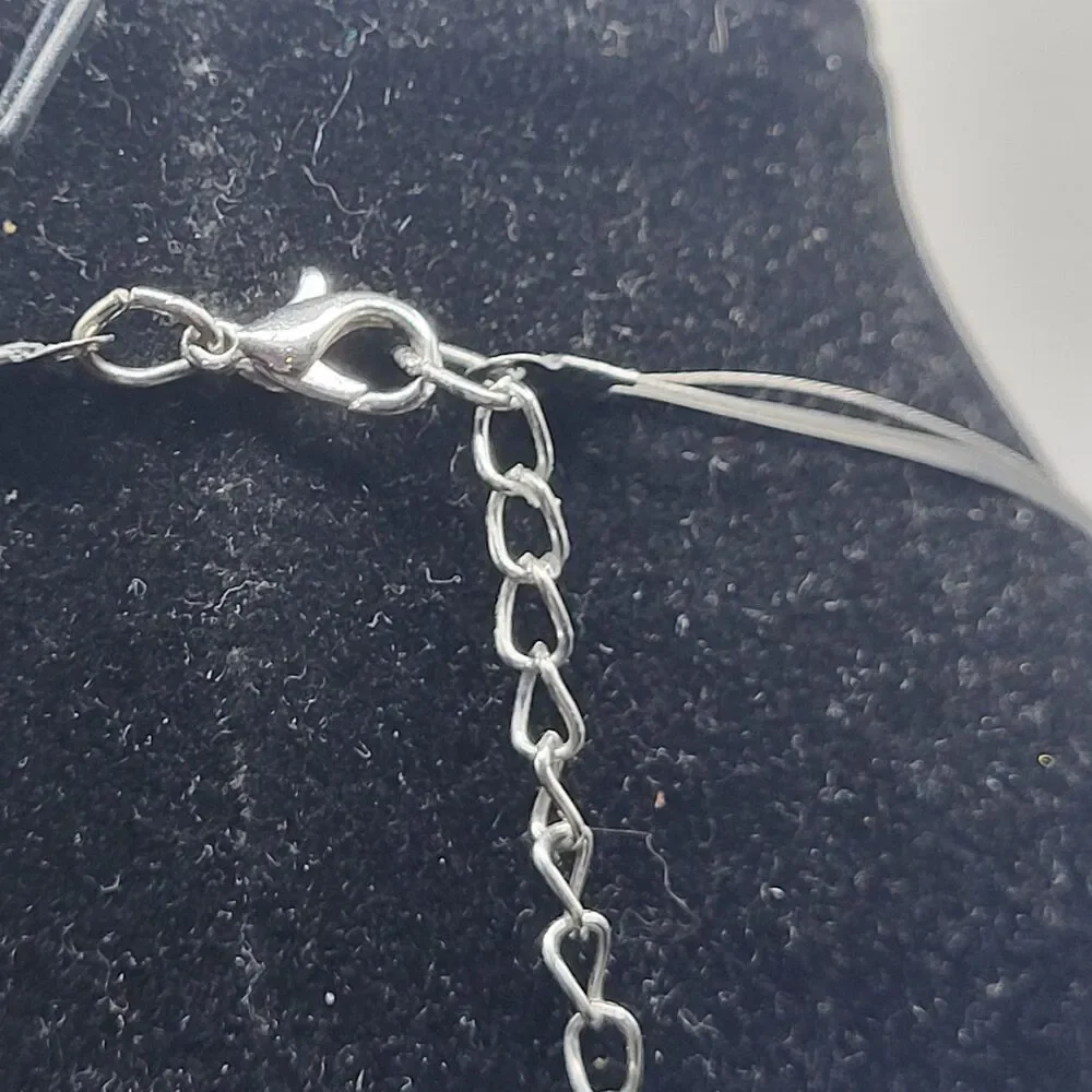 Vintage 90s Fashion White Silver Floating Station Necklace Chunky 22in